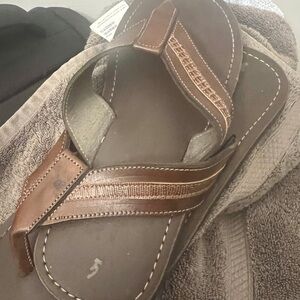 Brown Leather Flip Flops